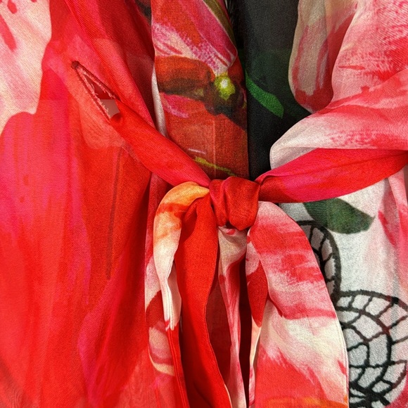 PARAH SWIM COVER UP TROPICAL SZ S NWOT COLORFUL WITH BELT FREE FLOWING WITH ARMS - Picture 8 of 9